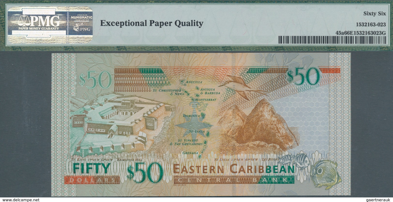 Antigua: Nice set with 4 banknotes 50 Dollars ND(2003), P.45a, all in UNC and three of them consecut