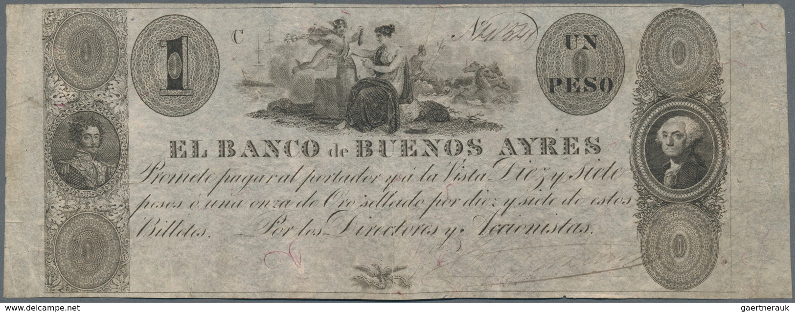Argentina / Argentinien: El Banco De Buenos Ayres 1 Peso ND(1827-29), P.S328, Very Nice And Highly R - Argentinien