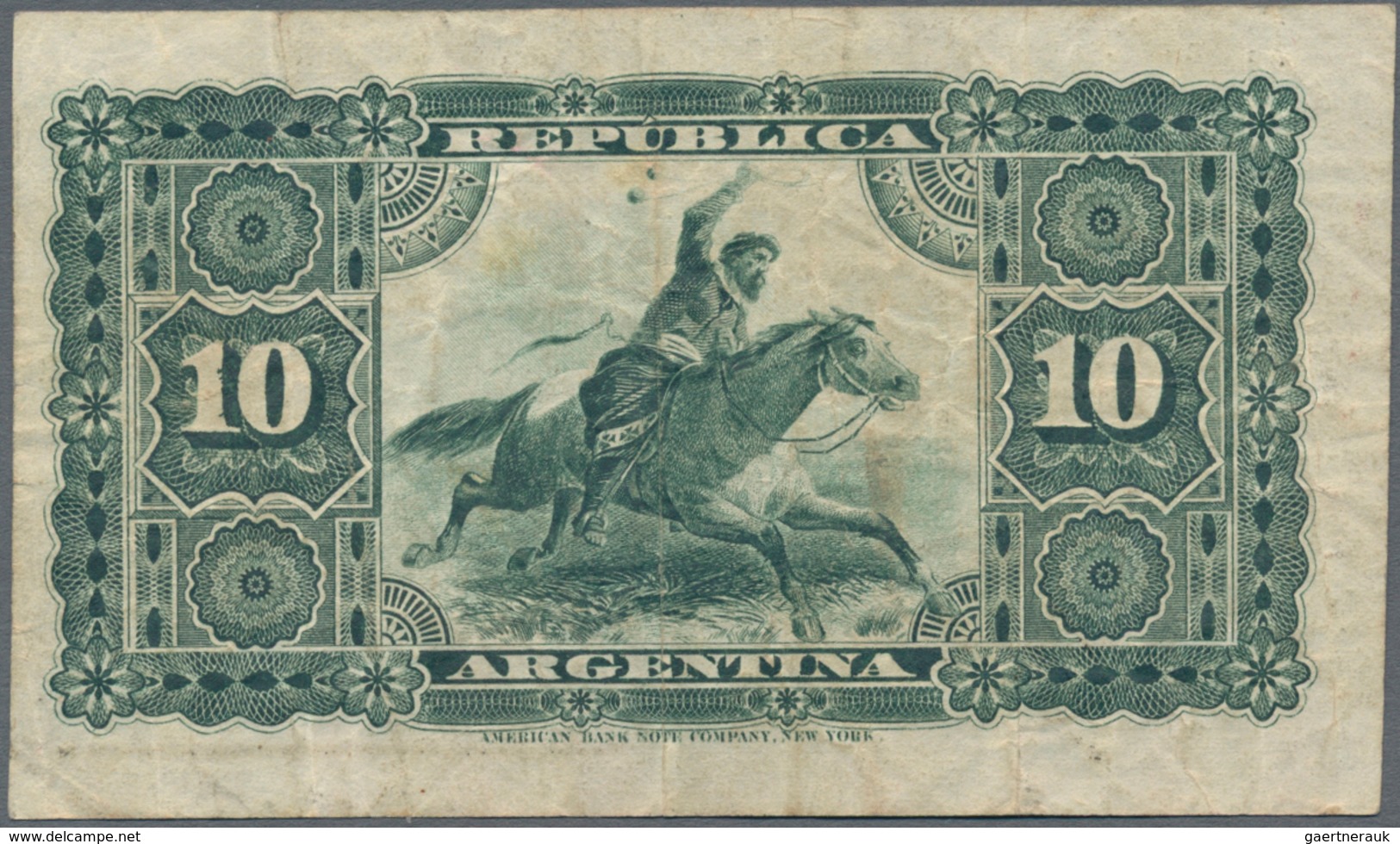 Argentina / Argentinien: 10 Pesos 1866 P.S1527 (VG) And 10 Centavos 1884 P.6 (F+). (2 Pcs.) - Argentinien