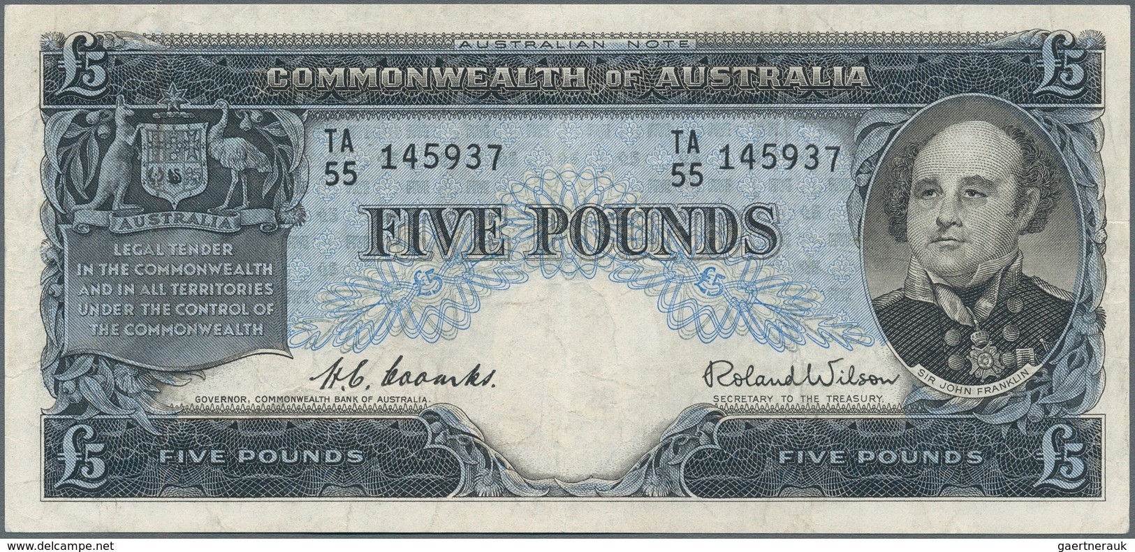 Australia / Australien: Commonwealth Of Australia 5 Pounds ND(1954-59), P.31, Still Nice With Bright - Sonstige & Ohne Zuordnung