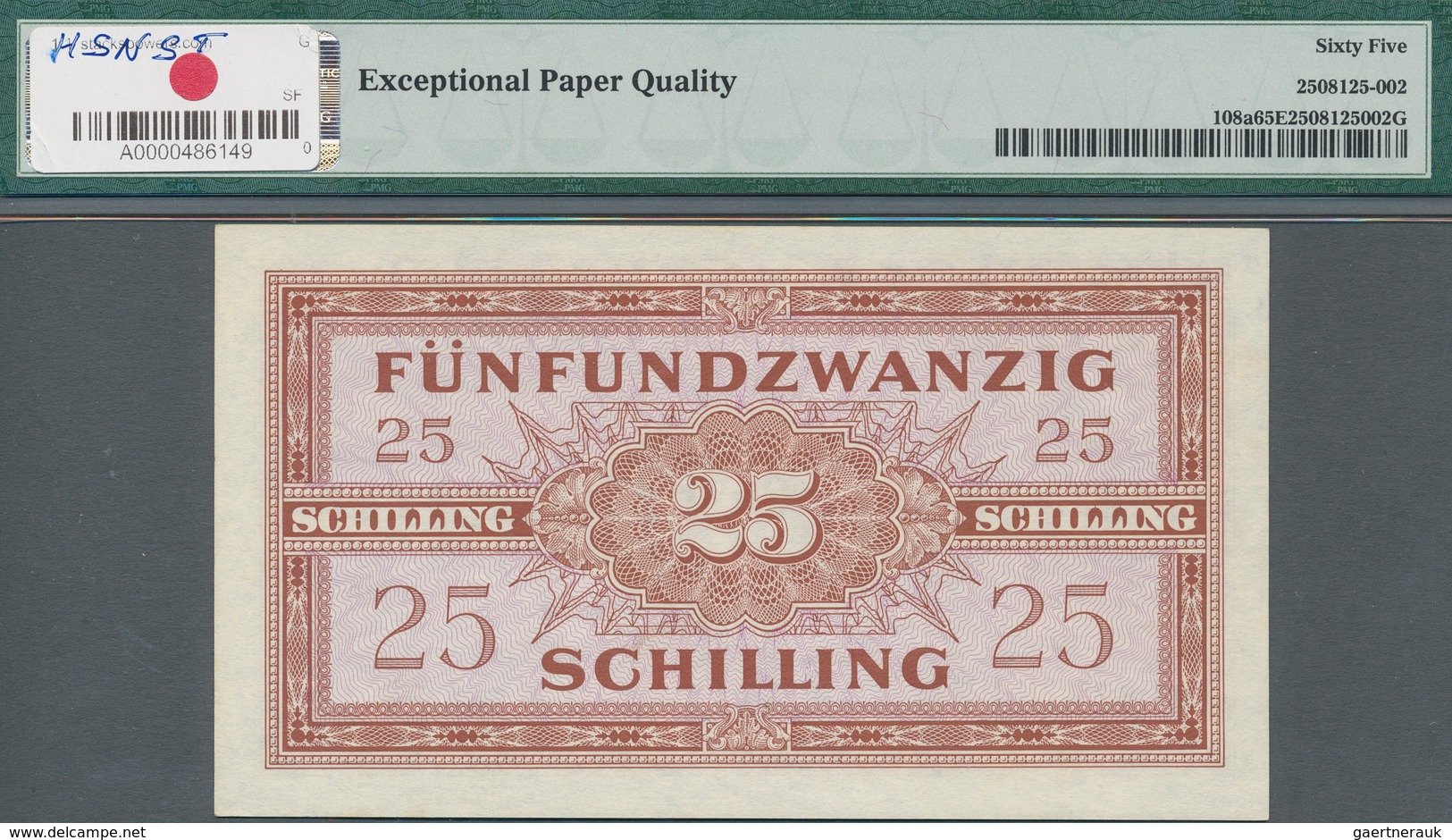 Austria / Österreich: 25 Schilling 1944 Allied Occupation WW II, P.108a, Uncirculated Note With Exce - Oesterreich