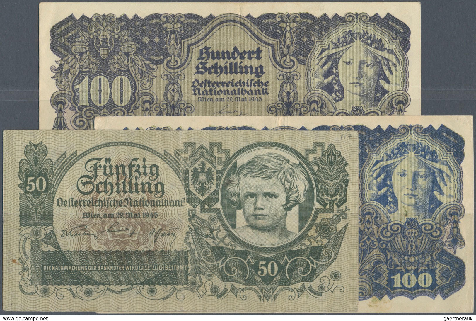 Austria / Österreich: Set Of 3 Notes Containing 2x 100 Schilling 1945 P. 117 With Lightly Different - Oesterreich