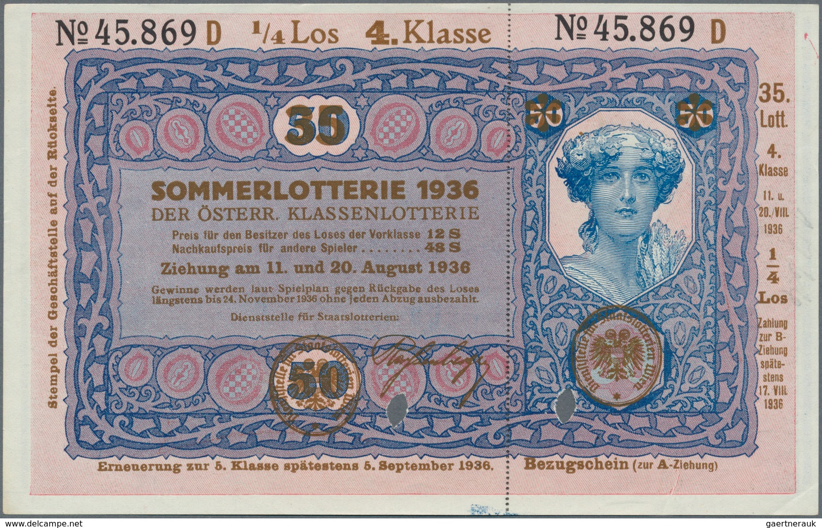 Austria / Österreich: Donaustaat Set With 3 Notes With Lottery Overprint On 50 Schilling 1923 P. S15 - Austria
