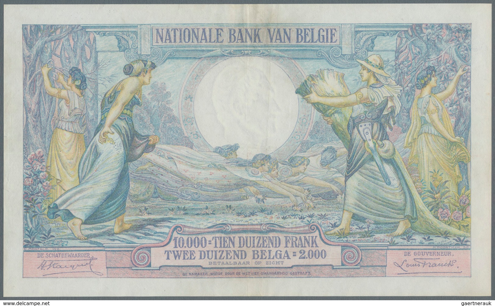 Belgium / Belgien: 10.000 Francs = 2000 Belgas 1929, P.105, Very Nice Item With Strong Paper And Bri - Sonstige & Ohne Zuordnung