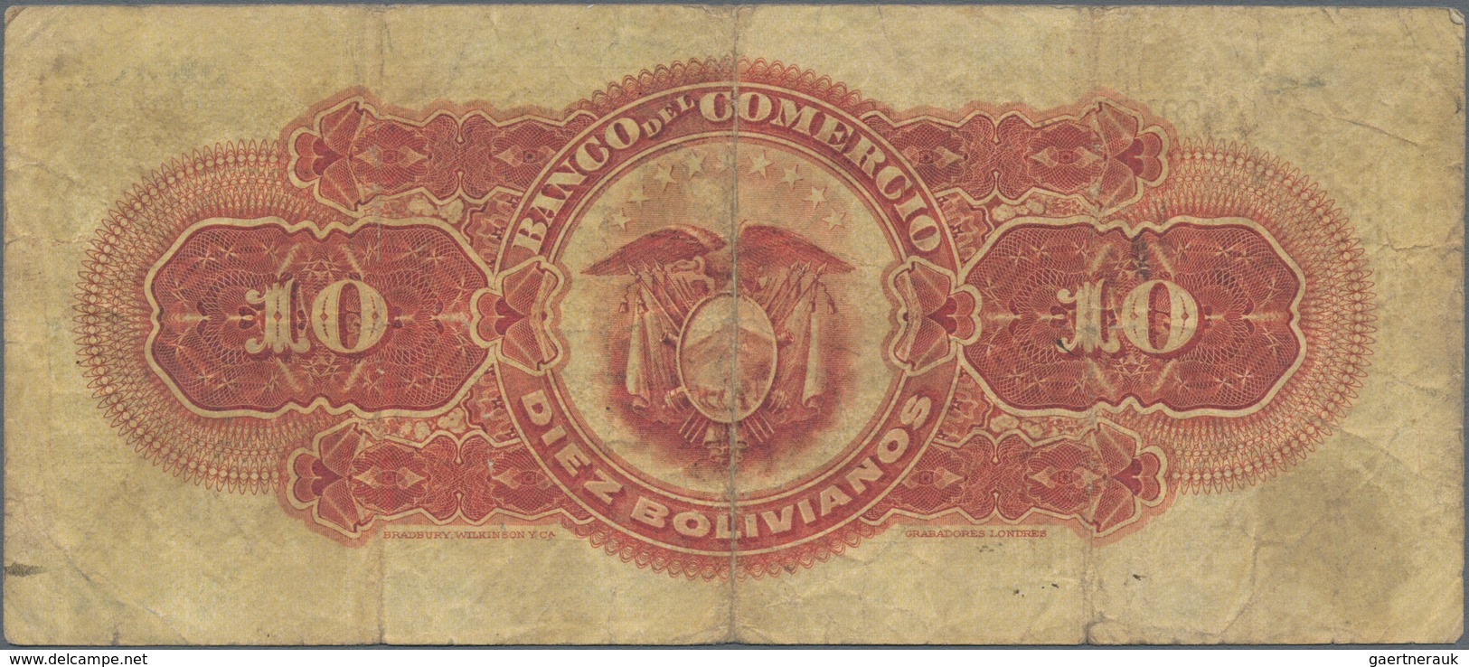 Bolivia / Bolivien: El Banco Del Comercio 10 Bolivianos 1900, P.S133, Still Nice With Strong Paper, - Bolivia