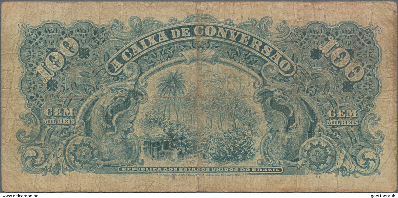 Brazil / Brasilien: Caixa De Conversão 100 Mil Reis 1906, P.97, Very Rare And Seldom Offered Banknot - Brazil