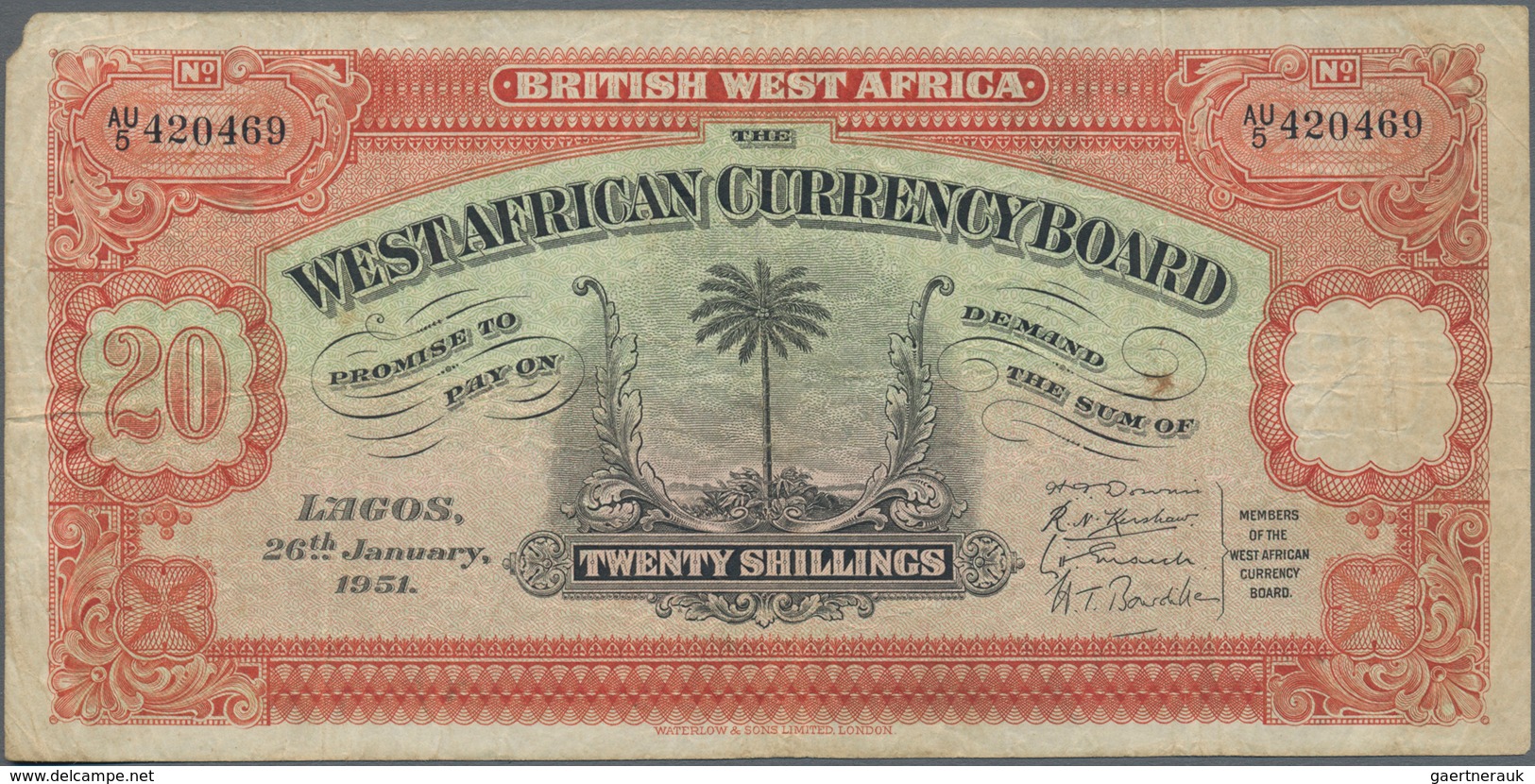 British West Africa: Lot With 3 Banknotes Of The West African Currency Board Containing 10 Shillings - Sonstige – Afrika