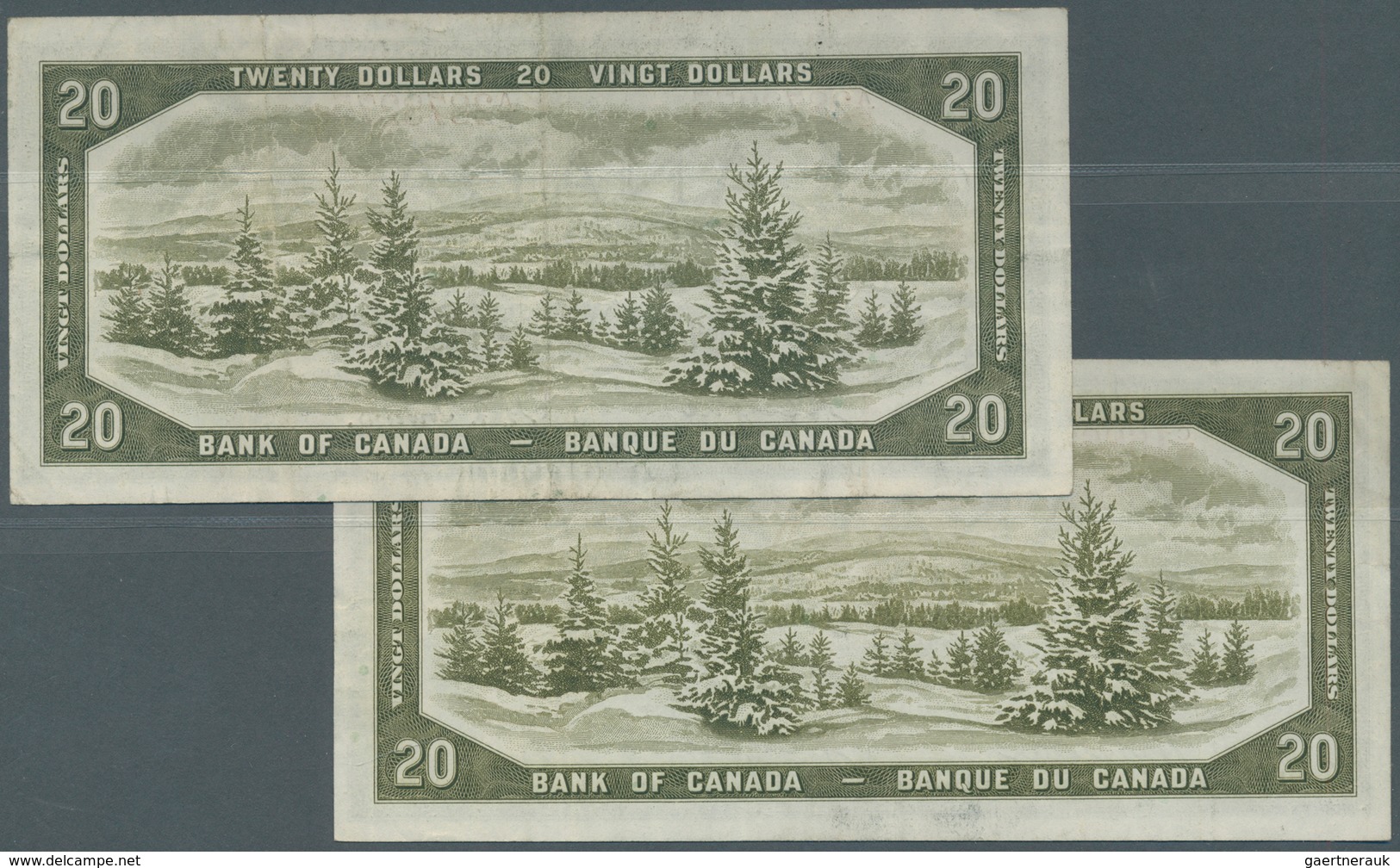 Canada: Pair Of 20 Dollars 1954 "Devil's Face Hair Style" Issue, One With Signature Coyne & Towers, - Kanada