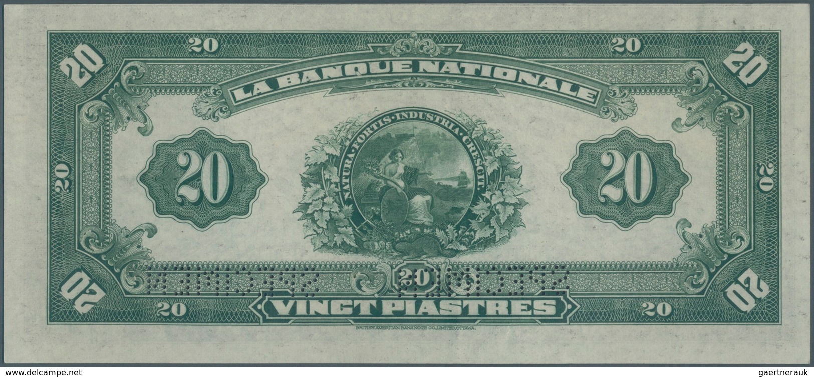 Canada: La Banque Nationale 20 Dollars 1922 SPECIMEN, P.S873s In Very Nice Condition, Just A Bit Dec - Kanada