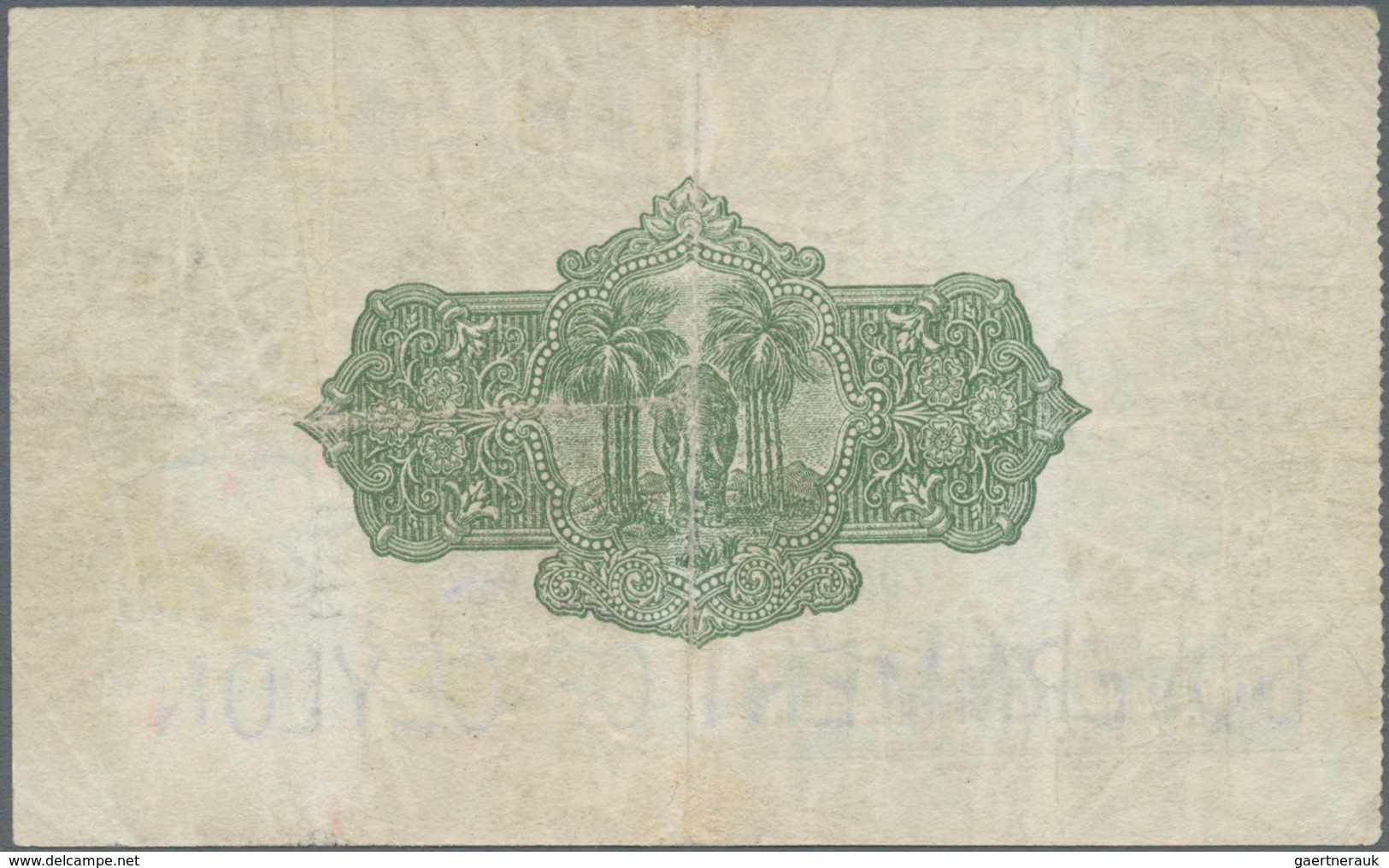 Ceylon: 2 Rupees 1935 P. 21b, Pressed But Still Strongness In Paper, Vertical And Horizontal Folds, - Sri Lanka