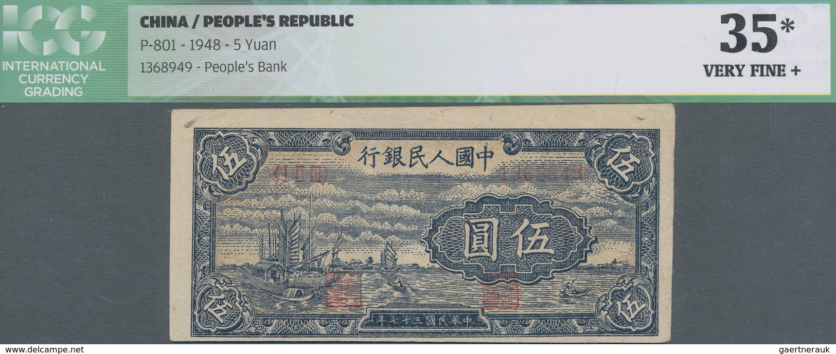 China: Peoples Republic Of China First Series 5 Yuan 1948, P.801, Very Nice And Highly Rare Issue, I - Cina