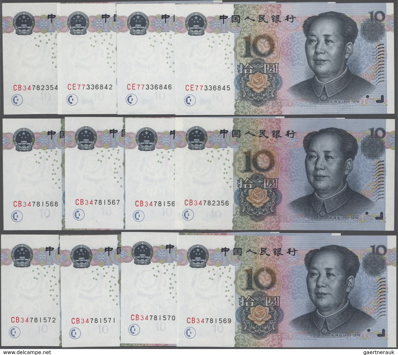 China: Peoples Republic of China, huge lot with 60 banknotes 1999-2005 comprising 14 x 1 Yuan 1999 w