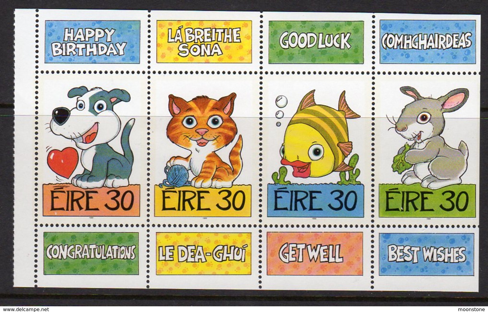 Ireland 1999 Greeting Stamps Booklet Pane, MNH, SG 1210/3 - Unused Stamps