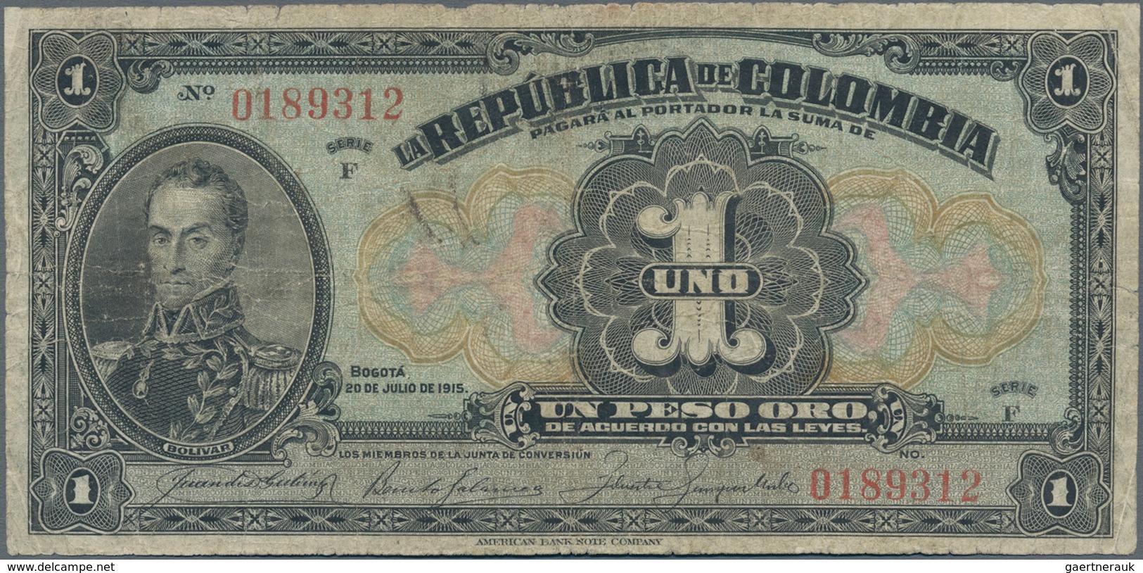 Colombia / Kolumbien: Set With 3 Banknotes 10 Centavos 1888 Banco Nacional P.211 (VG), 1 Peso 1915 B - Kolumbien