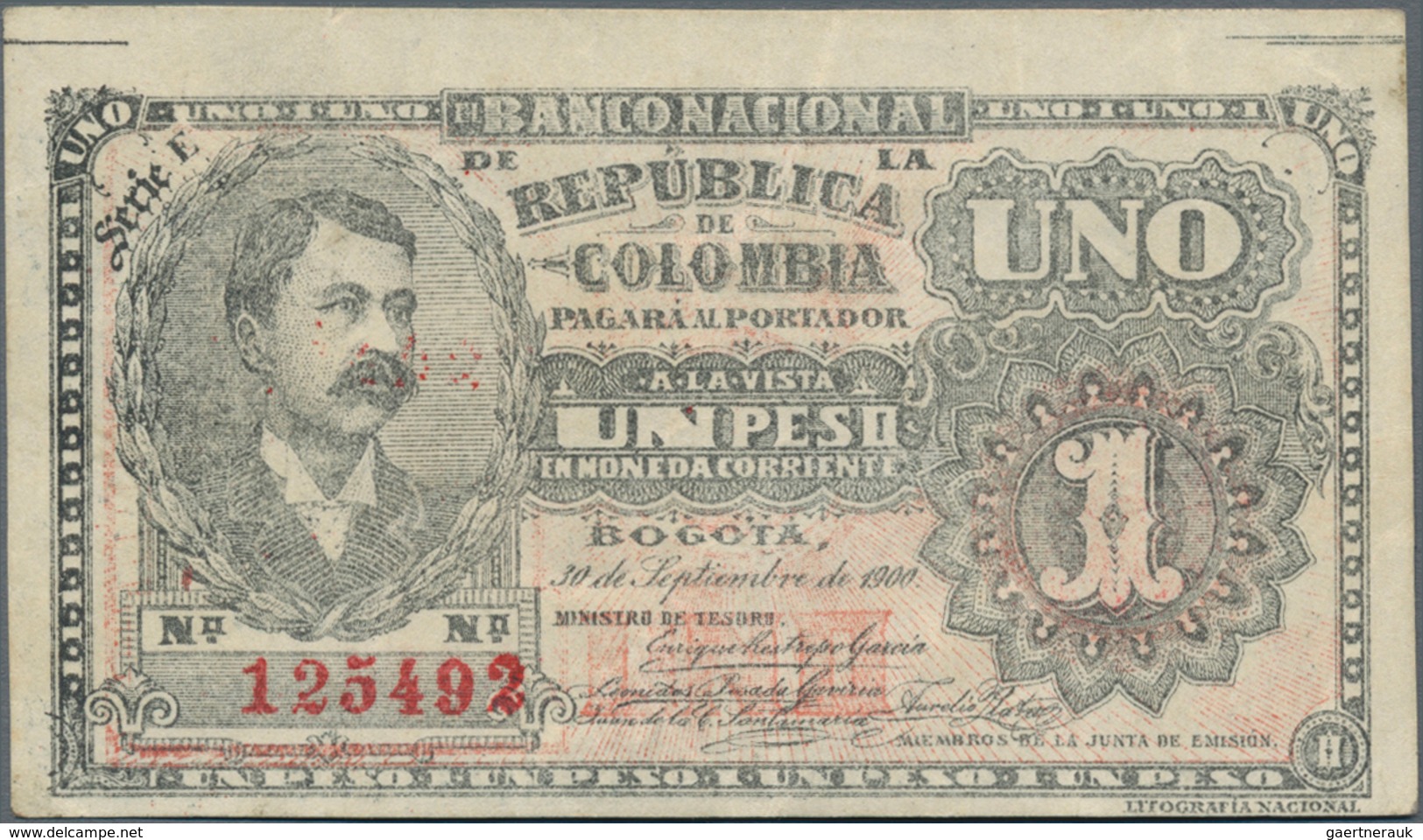 Colombia / Kolumbien: Banco Nacional De La República De Colombia 1 Peso September 30th 1900, P.270, - Kolumbien