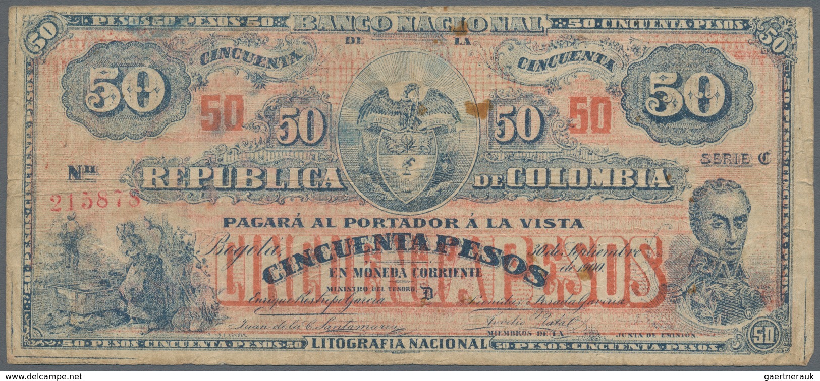 Colombia / Kolumbien: Banco Nacional De La República De Colombia 50 Pesos 1919, P.279, Still Nice Wi - Colombia