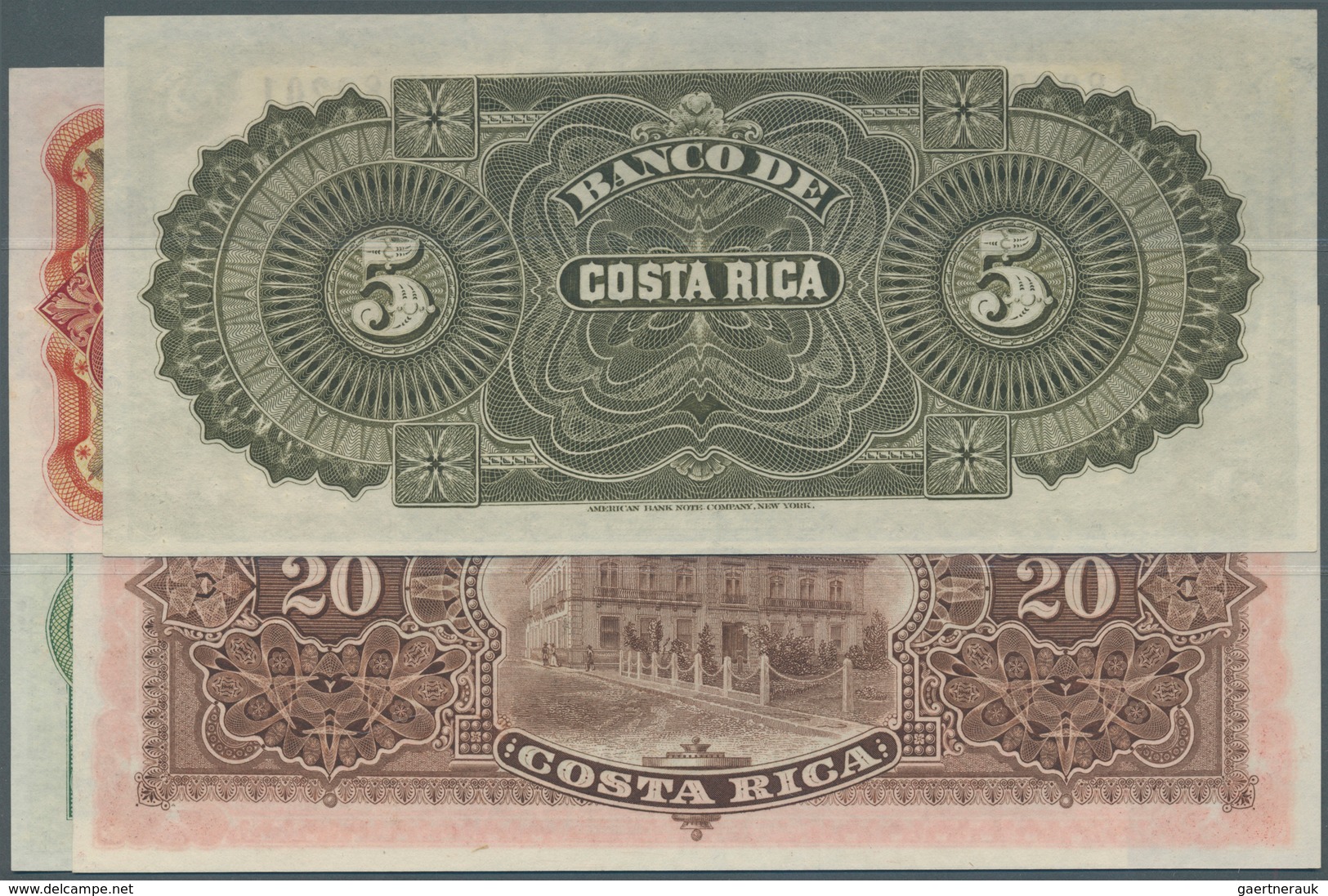 Costa Rica: Set Of 4 Notes Containing 5 Pesos 1899 Remainder P. S163 (UNC), 5 Colones ND Remainder P - Costa Rica