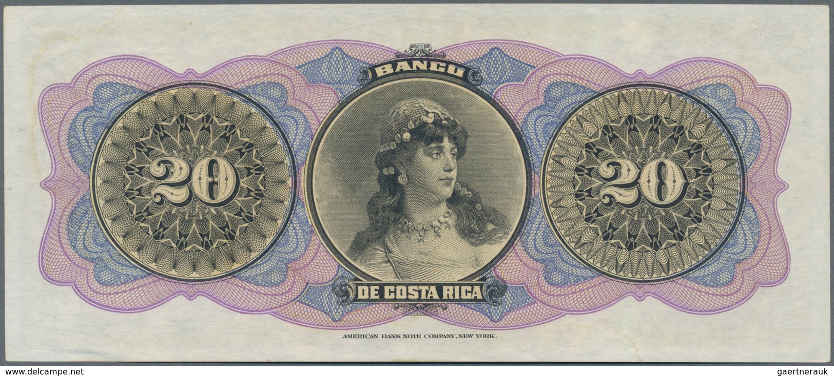 Costa Rica: El Banco De Costa Rica 20 Pesos 1899 Remainder, P.S165r In Perfect UNC Condition - Costa Rica