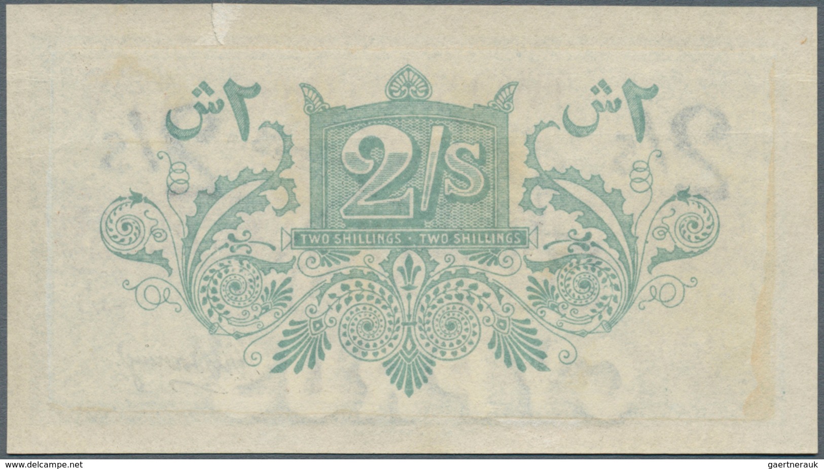 Cyprus / Zypern: 2 Shillings 1920 Specimen, P.15s, Tiny Tear At Upper Margin, Soft Horizontal Fold A - Zypern