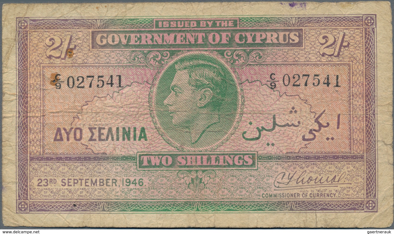 Cyprus / Zypern: Pair With 2 Shillings 1946 And 5 Shillings 1944, P.21, 22, Both In Almost Well Worn - Zypern