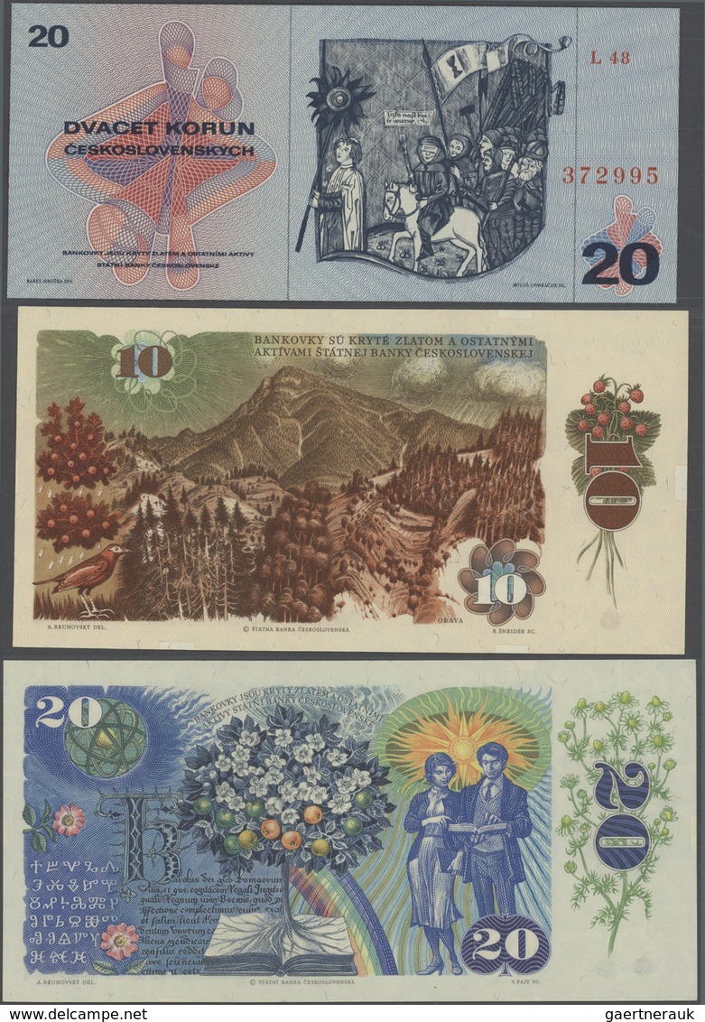 Czechoslovakia / Tschechoslowakei: Huge lot with 25 Banknotes 1 - 1000 Korun 1949-1989, P.68-71a, 78