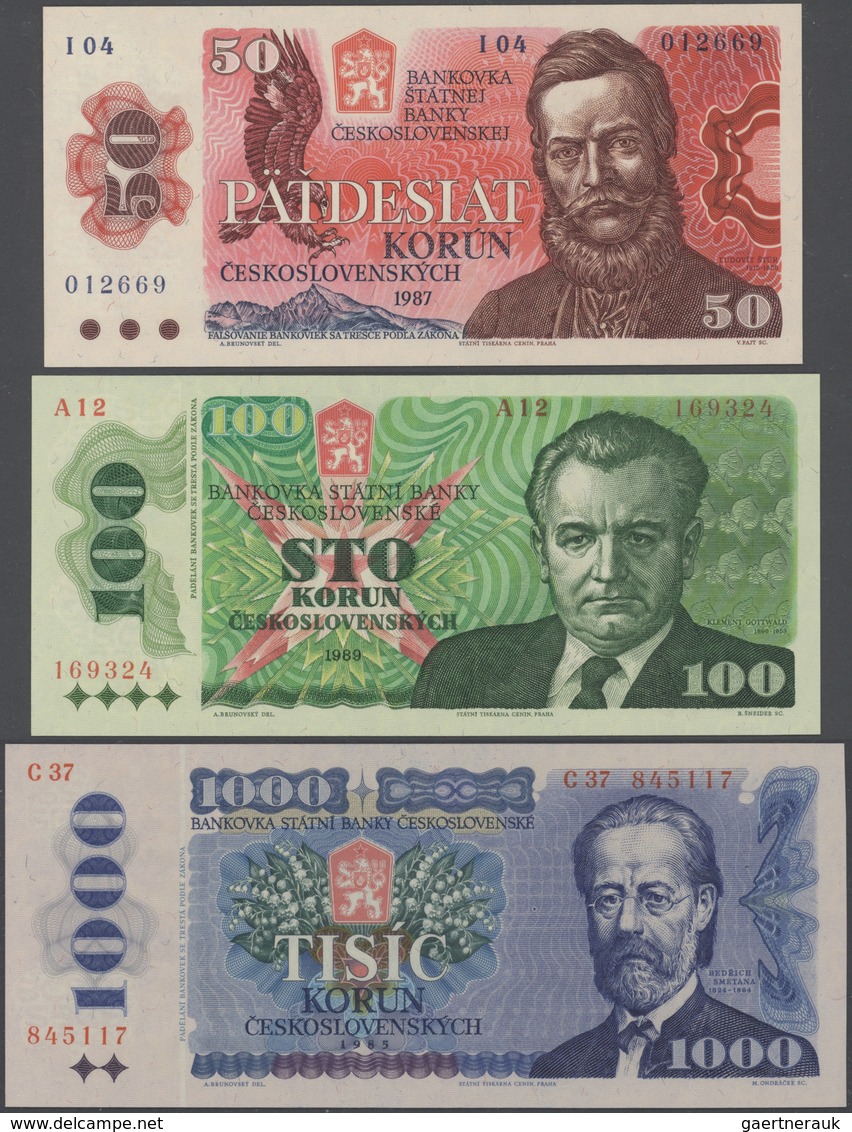 Czechoslovakia / Tschechoslowakei: Huge lot with 25 Banknotes 1 - 1000 Korun 1949-1989, P.68-71a, 78