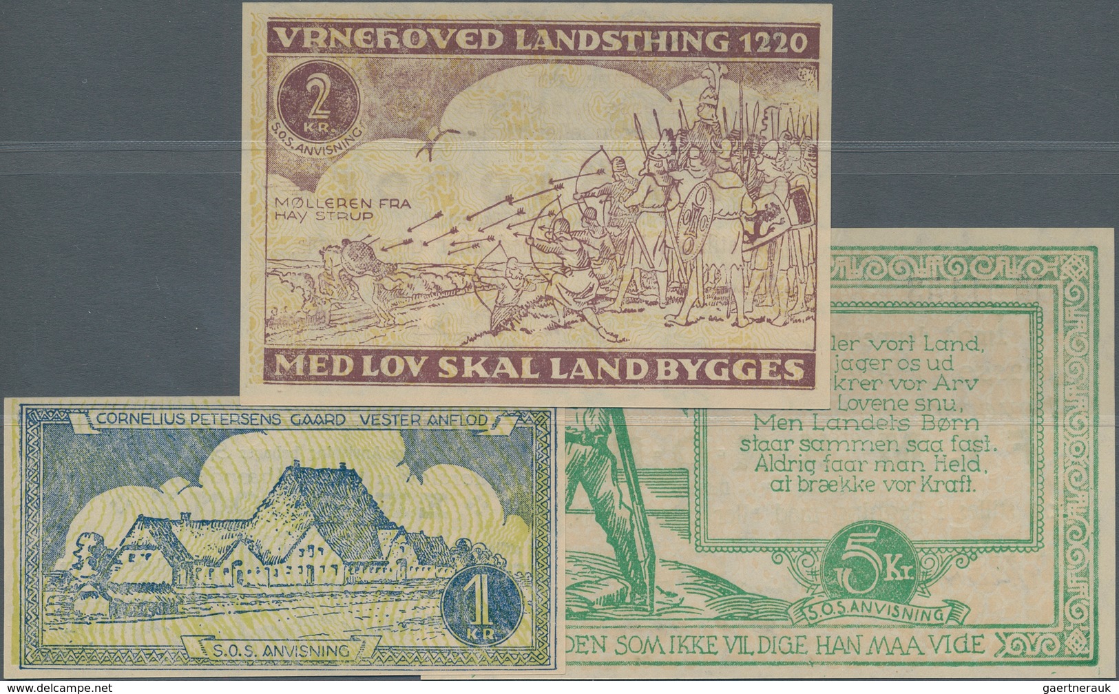 Denmark  / Dänemark: Set With 3 Banknotes HADERSLEV With 1, 2 And 5 Kroner 1927, P. NL In UNC Condit - Dänemark