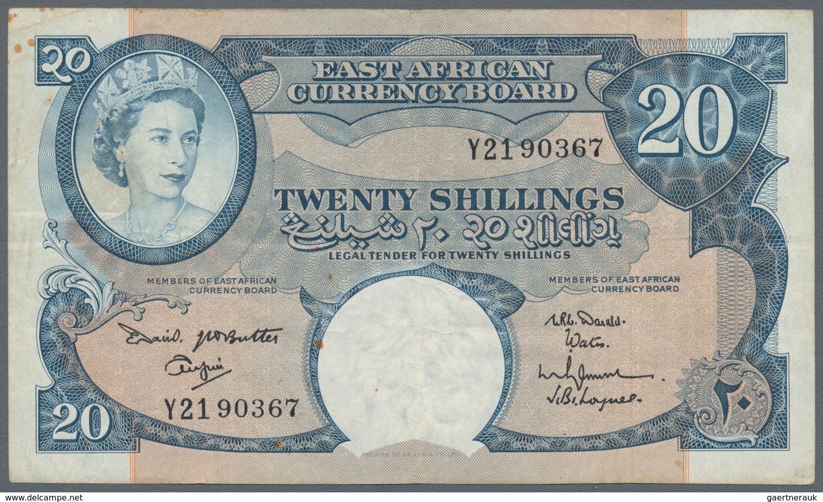 East Africa / Ost-Afrika: The East African Currency Board 5 Shillings 1953 Elizabeth II At Right P.3 - Sonstige – Afrika