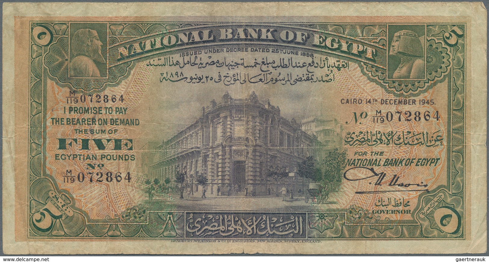 Egypt / Ägypten: Pair With 5 Pounds 1945 National Bank Of Egypt P.19c In A Nice Fine Condition And 1 - Aegypten