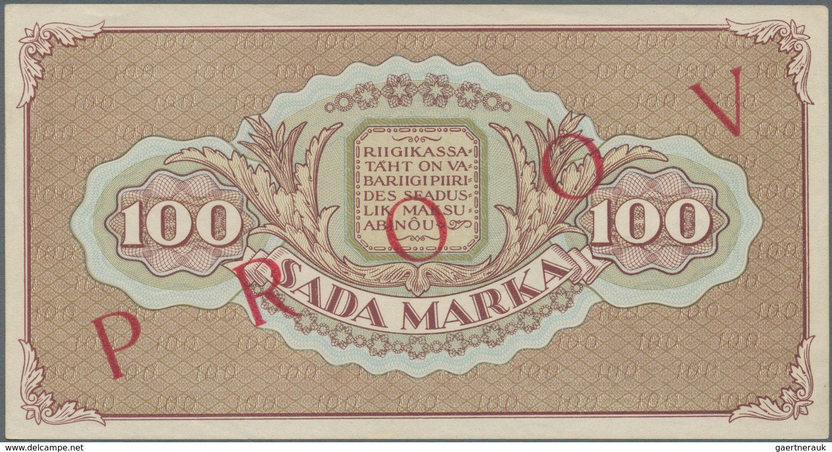 Estonia / Estland: Front And Reverse Specimen Proof For The 100 Marka 1923, P.51s, Both In Exellent - Estland