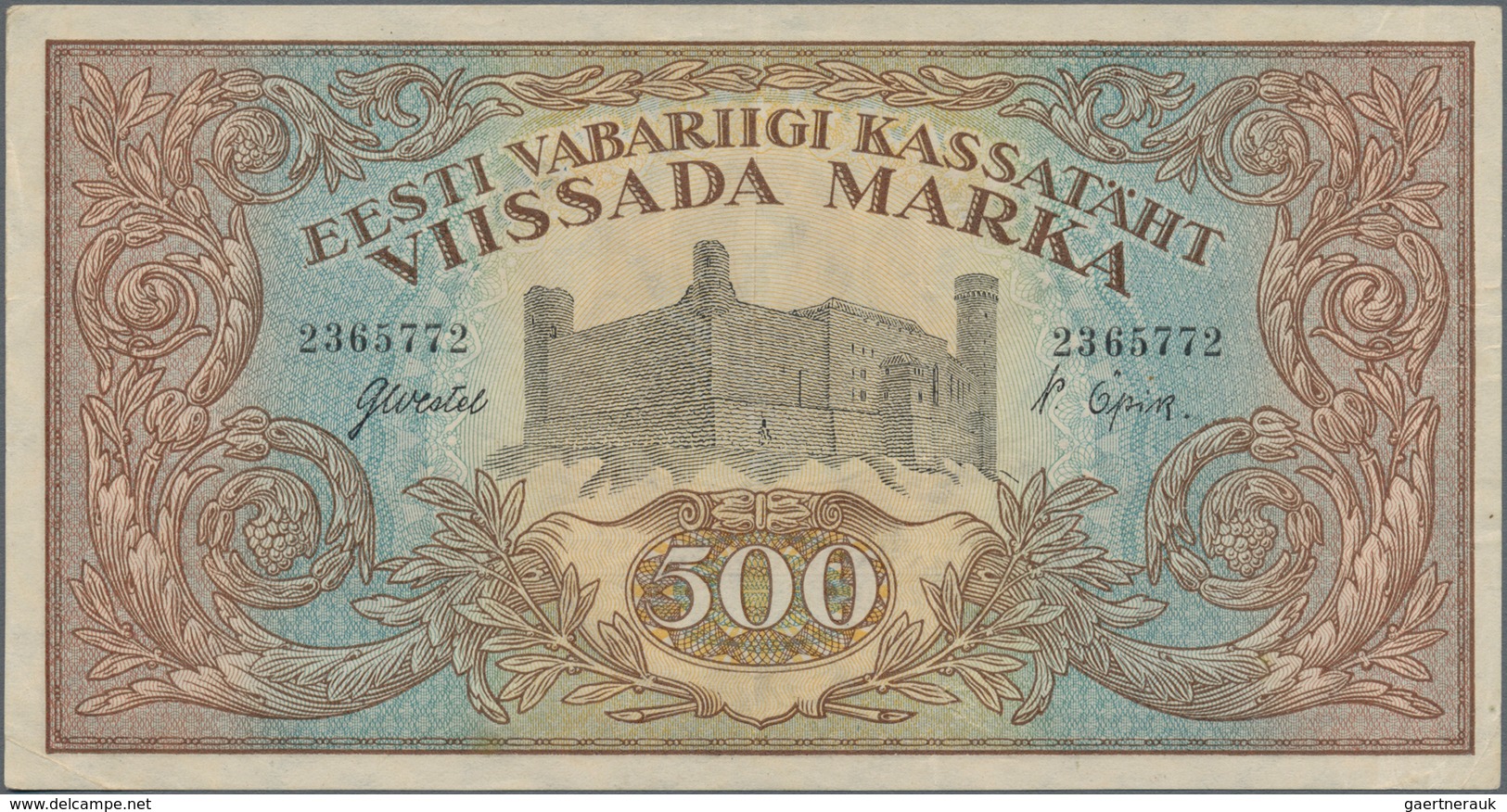 Estonia / Estland: Eesti Vabariigi 500 Marka 1923, P.52a, Highest Denomination Of This Series In Gre - Estland