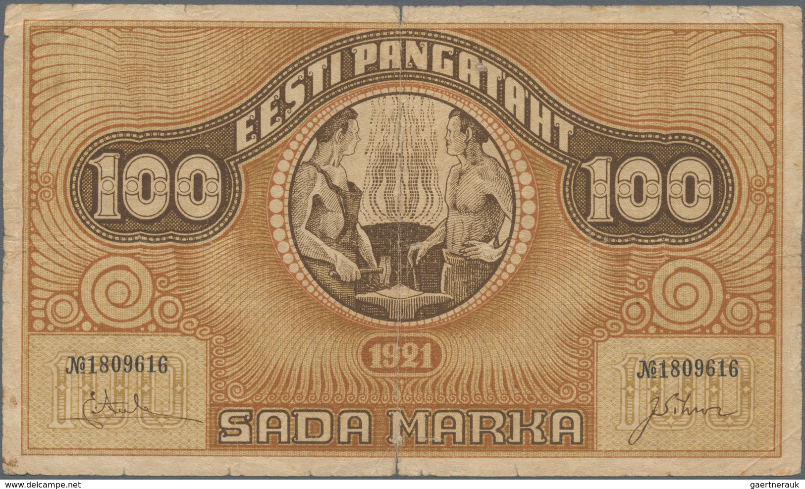 Estonia / Estland: Eesti Pangatäht 100 Marka 1921, Watermark Vertical Lines, P.56b, Still Nice With - Estland