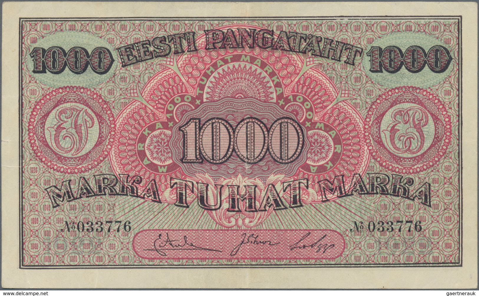 Estonia / Estland: Eesti Pangatäht 1000 Marka 1922, P.59a, Great Condition With Crisp Paper, Just A - Estland