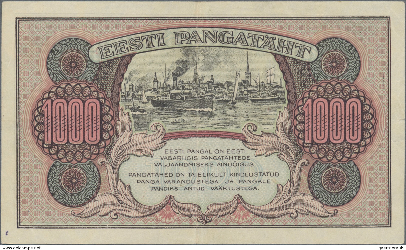 Estonia / Estland: Eesti Pangatäht 1000 Marka 1922, P.59a, Great Condition With Crisp Paper, Just A - Estland