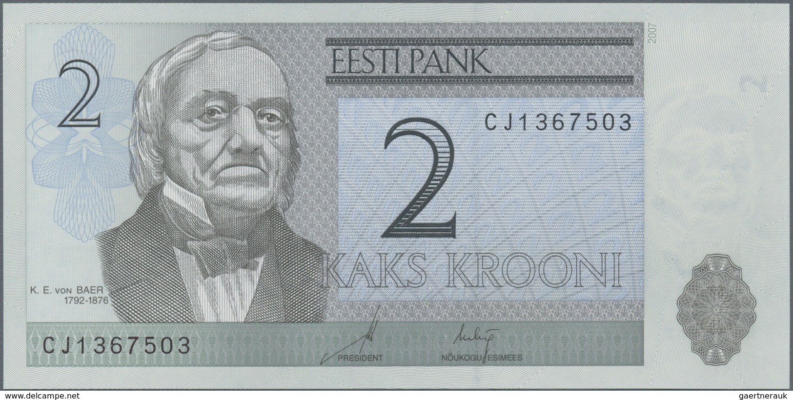 Estonia / Estland: Nice Set With 8 Banknotes Comprising 25 Krooni 2002 Replacement Note Series "ZZ", - Estland