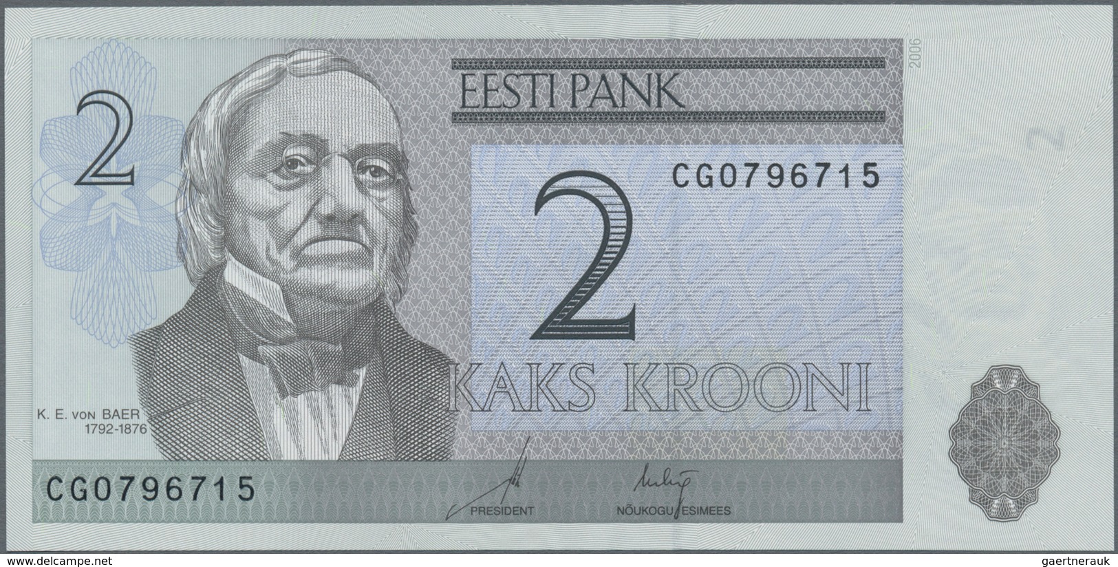 Estonia / Estland: Nice set with 8 Banknotes comprising 25 Krooni 2002 replacement note series "ZZ",