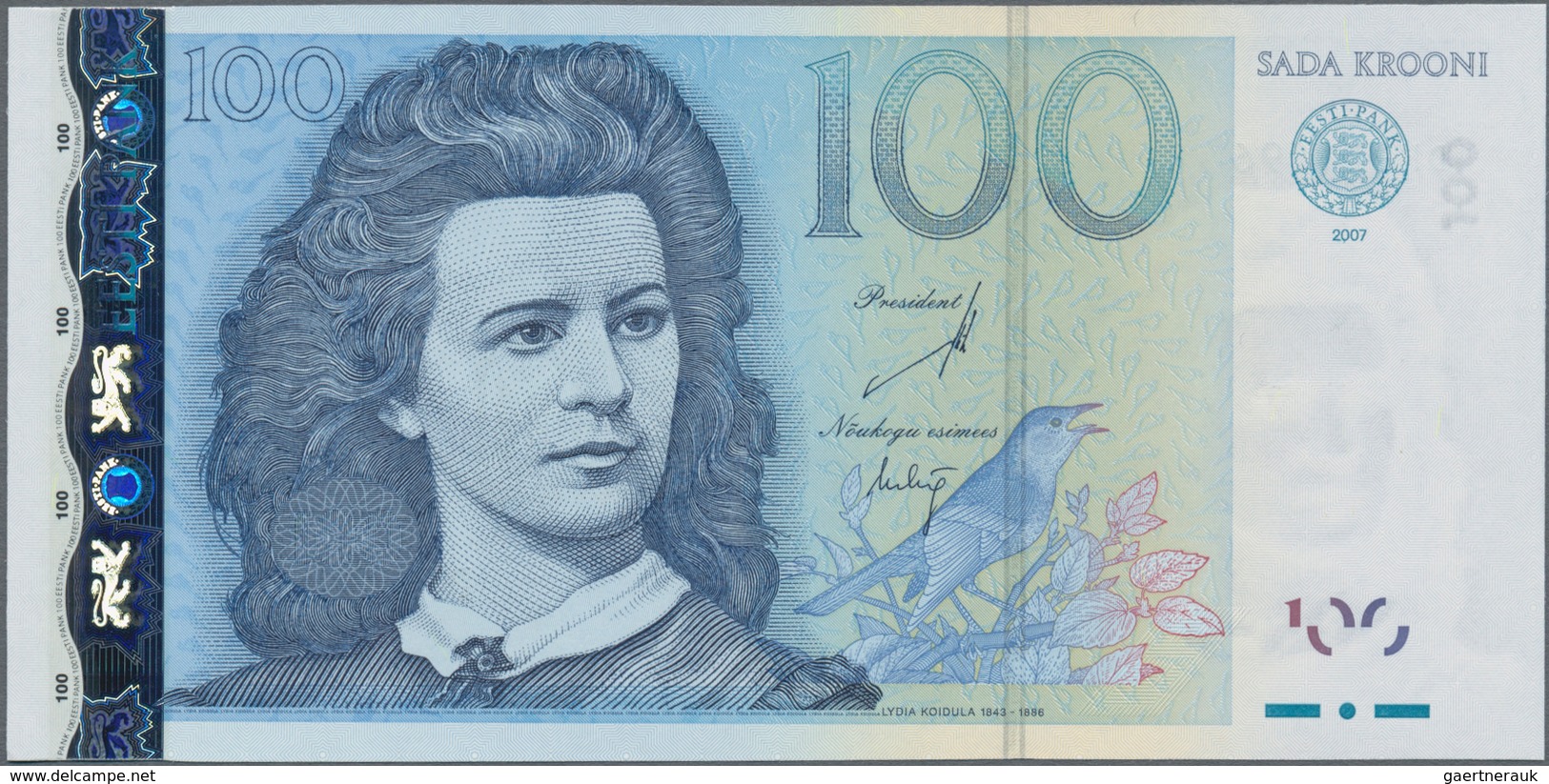 Estonia / Estland: Nice set with 8 Banknotes comprising 25 Krooni 2002 replacement note series "ZZ",