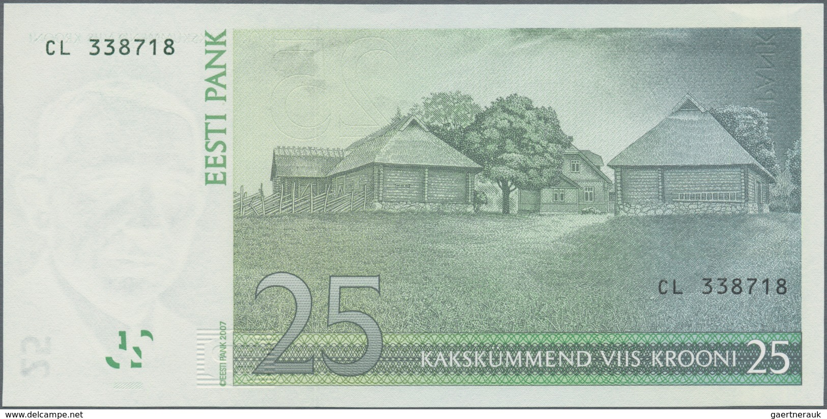 Estonia / Estland: Nice set with 8 Banknotes comprising 25 Krooni 2002 replacement note series "ZZ",