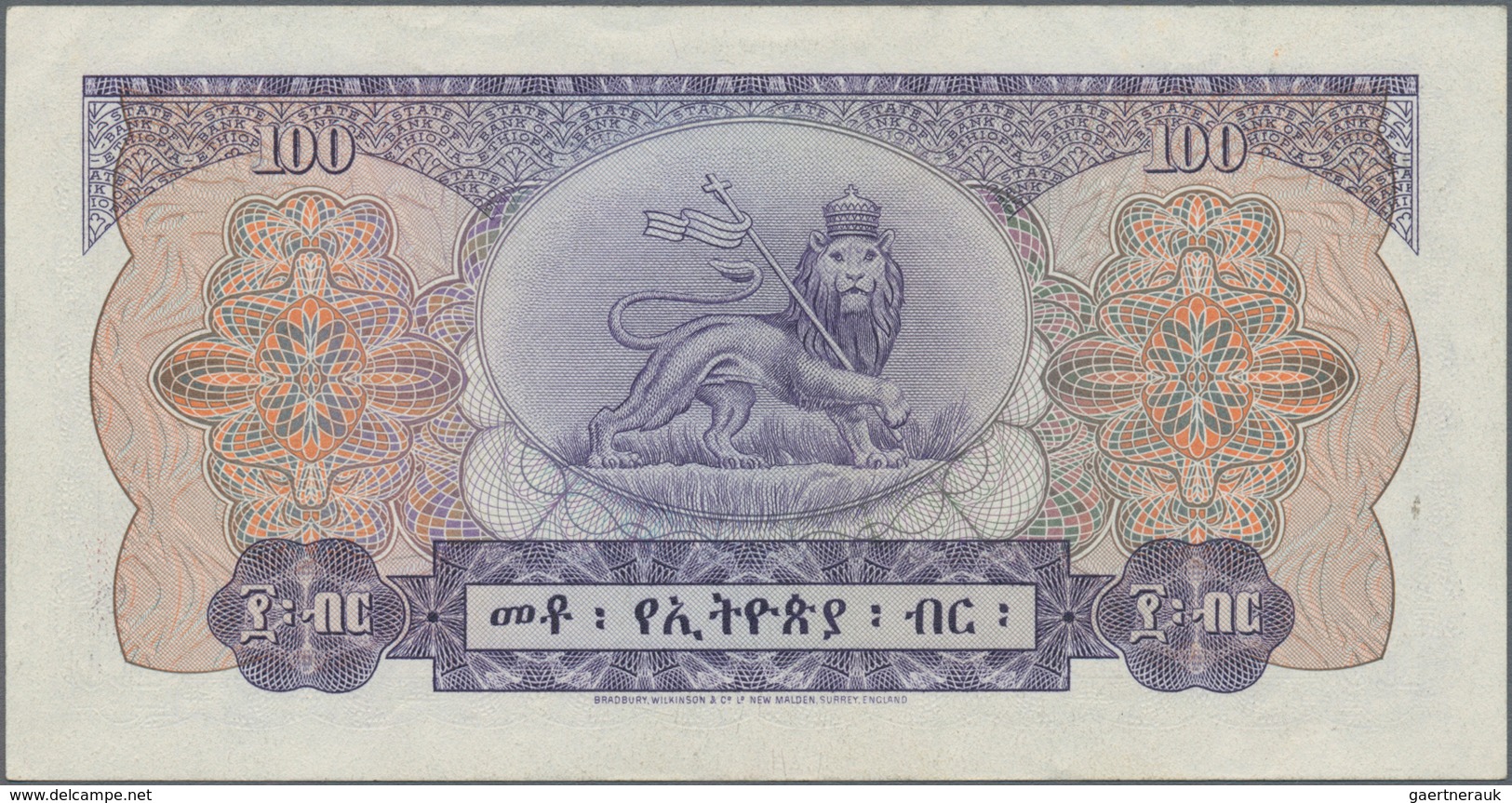 Ethiopia / Äthiopien: State Bank Of Ethiopia 100 Dollars ND(1961) Signature Title: Acting Governor, - Ethiopie