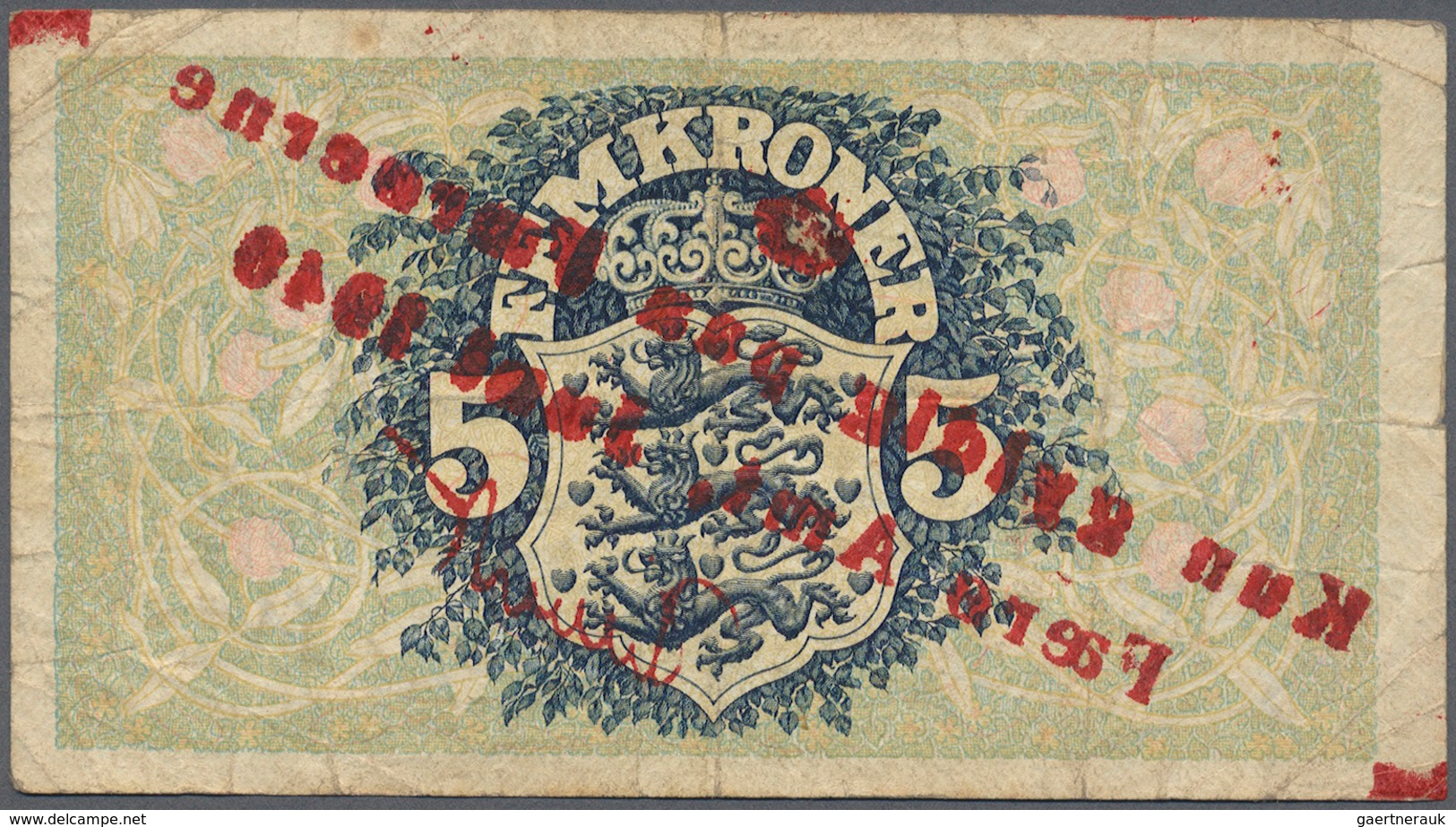 Faeroe Islands / Färöer: 5 Kroner 1940 P. 1b, Several Folds On Paper, No Holes, Only One Tiny Border - Färöer Inseln