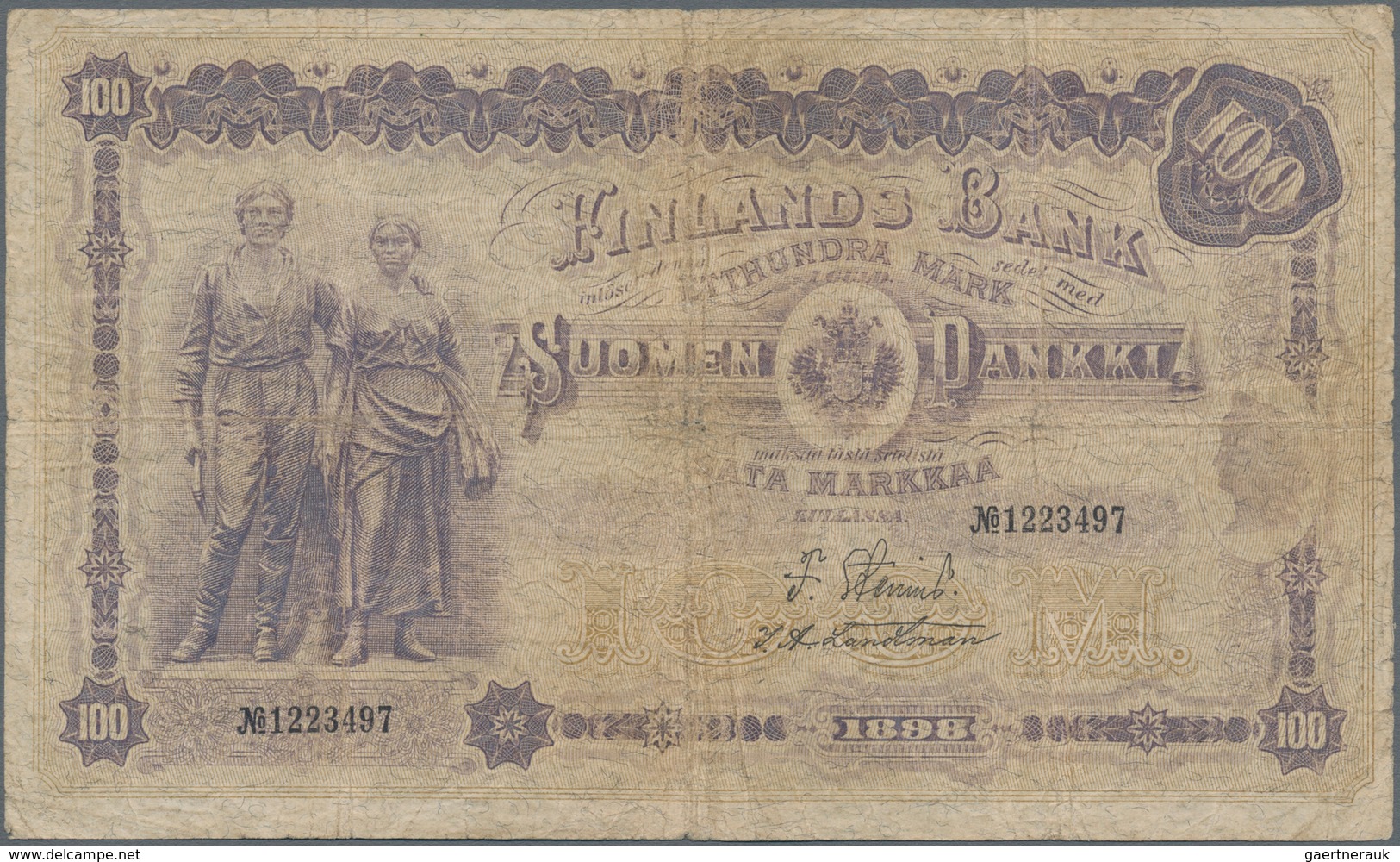 Finland / Finnland: 100 Markkaa 1898, P.7c, Still Nice And Rare Banknote, Tiny Border Tears, Lightly - Finnland