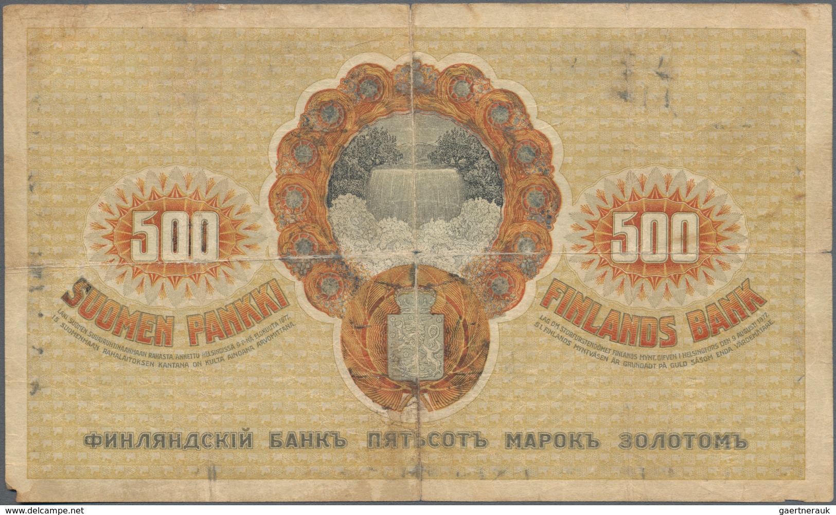 Finland / Finnland: Very Nice Lot With 3 Banknotes 5 Markkaa 1909 P.9 (F+), 500 Markkaa 1909 P.23 (F - Finnland