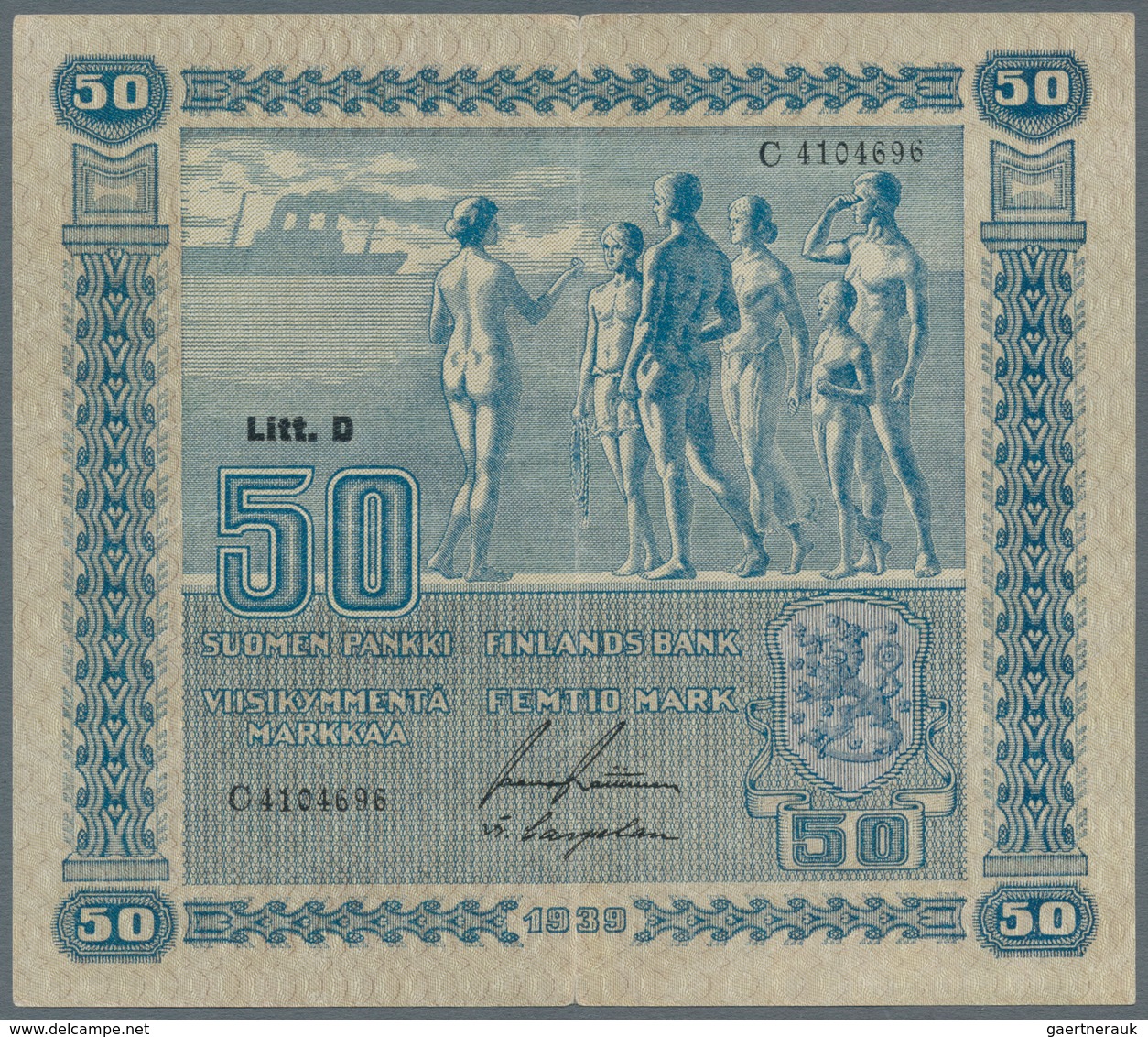 Finland / Finnland: Very Interesting Set With 4 Banknotes Containing 3 X 50 Markkaa 1939 Litt. D P.7 - Finnland