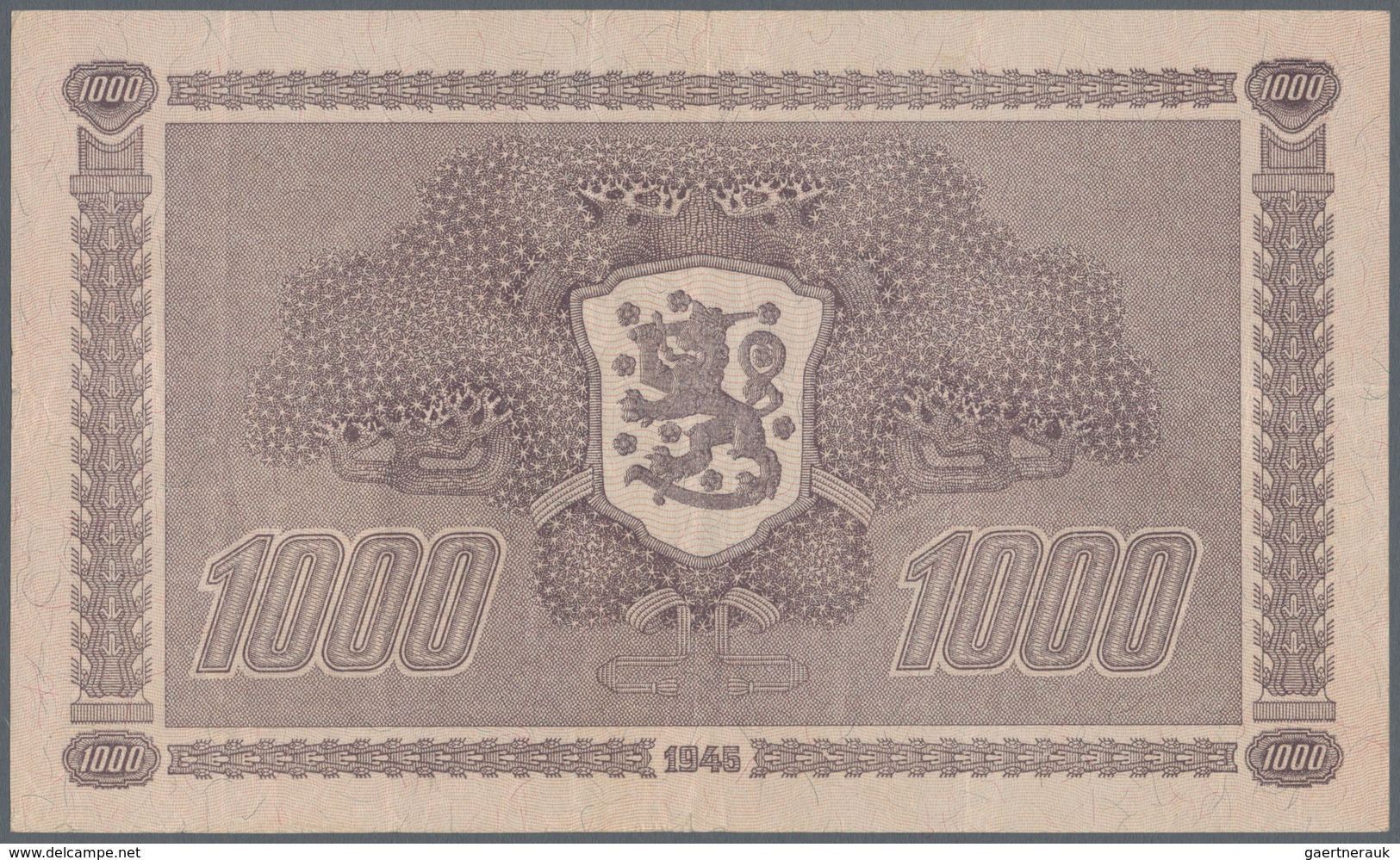 Finland / Finnland: 1000 Markkaa 1945, Litt. B, P.90, Great Original Shape With Crisp Paper, Just A - Finland