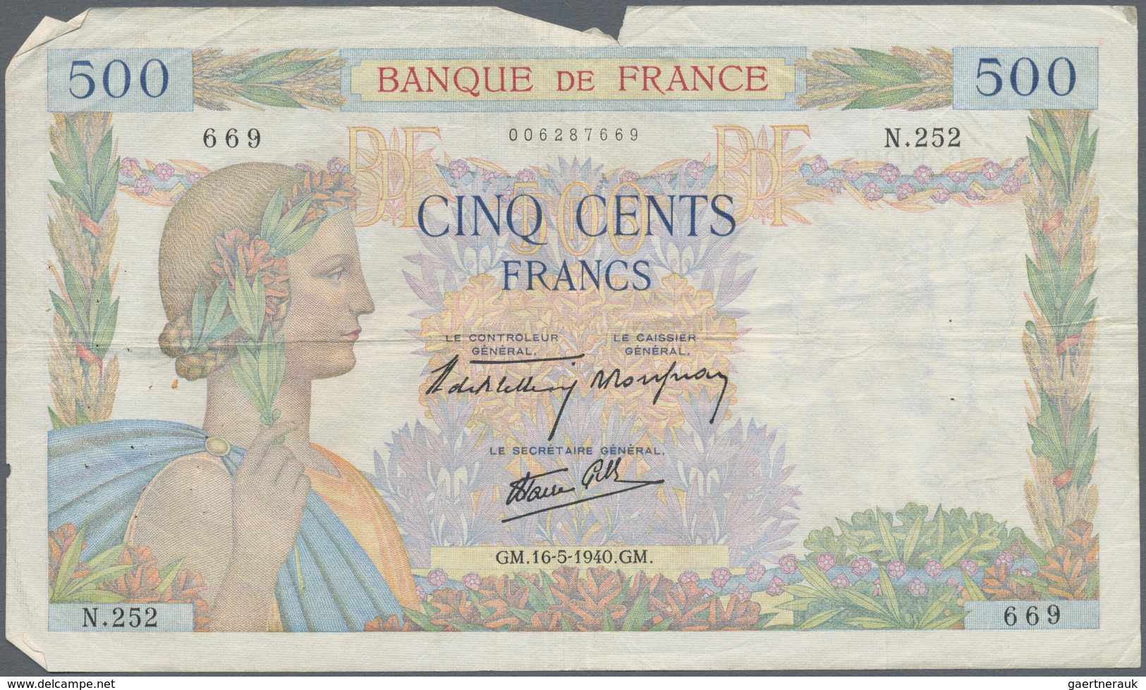 France / Frankreich: Set Of 12 Notes 500 Francs "La Paix" 1941, All In More Used Condition With Seve - Sonstige & Ohne Zuordnung