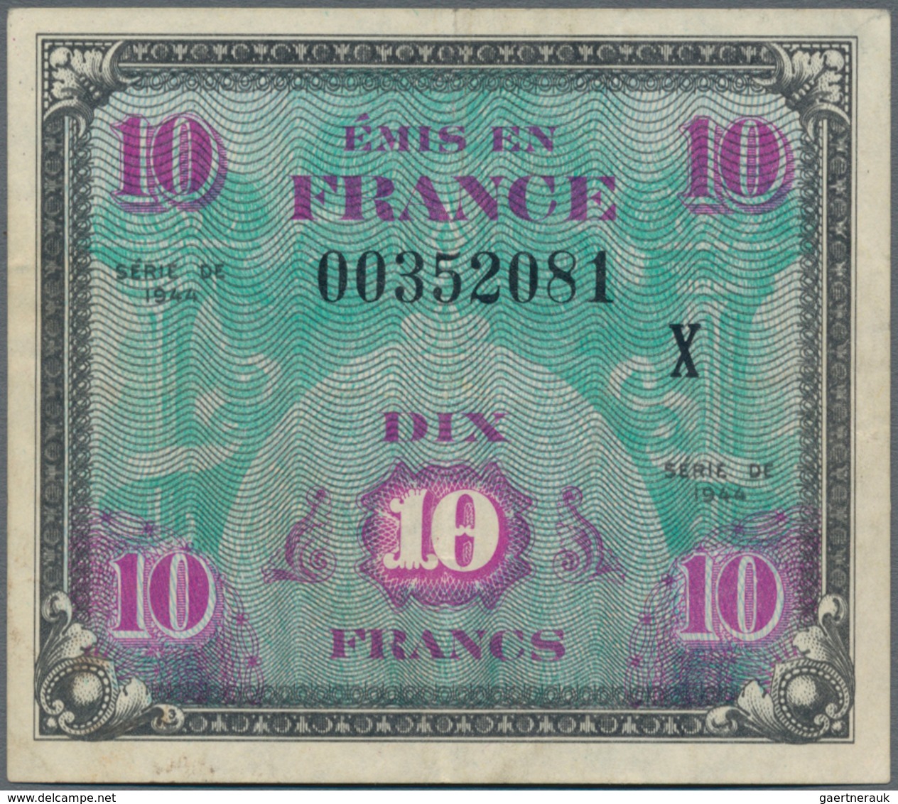 France / Frankreich: Pair Of The 10 Francs 1944 Allied Forces REPLACEMENT Notes With Large Letter "X - Sonstige & Ohne Zuordnung