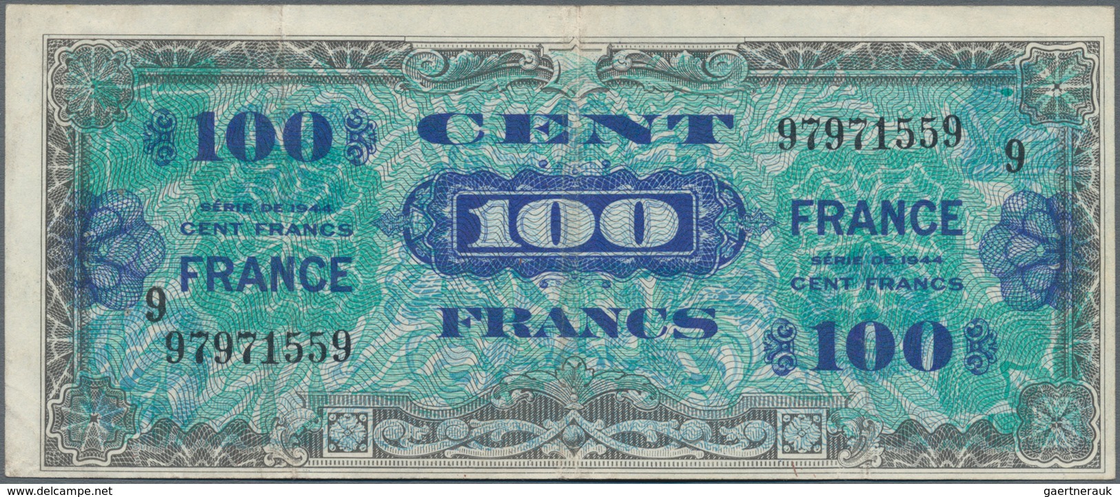 France / Frankreich: Pair Of The 100 Francs Allied Forces 1944, Both With Block Number "9", P.123d I - Other & Unclassified
