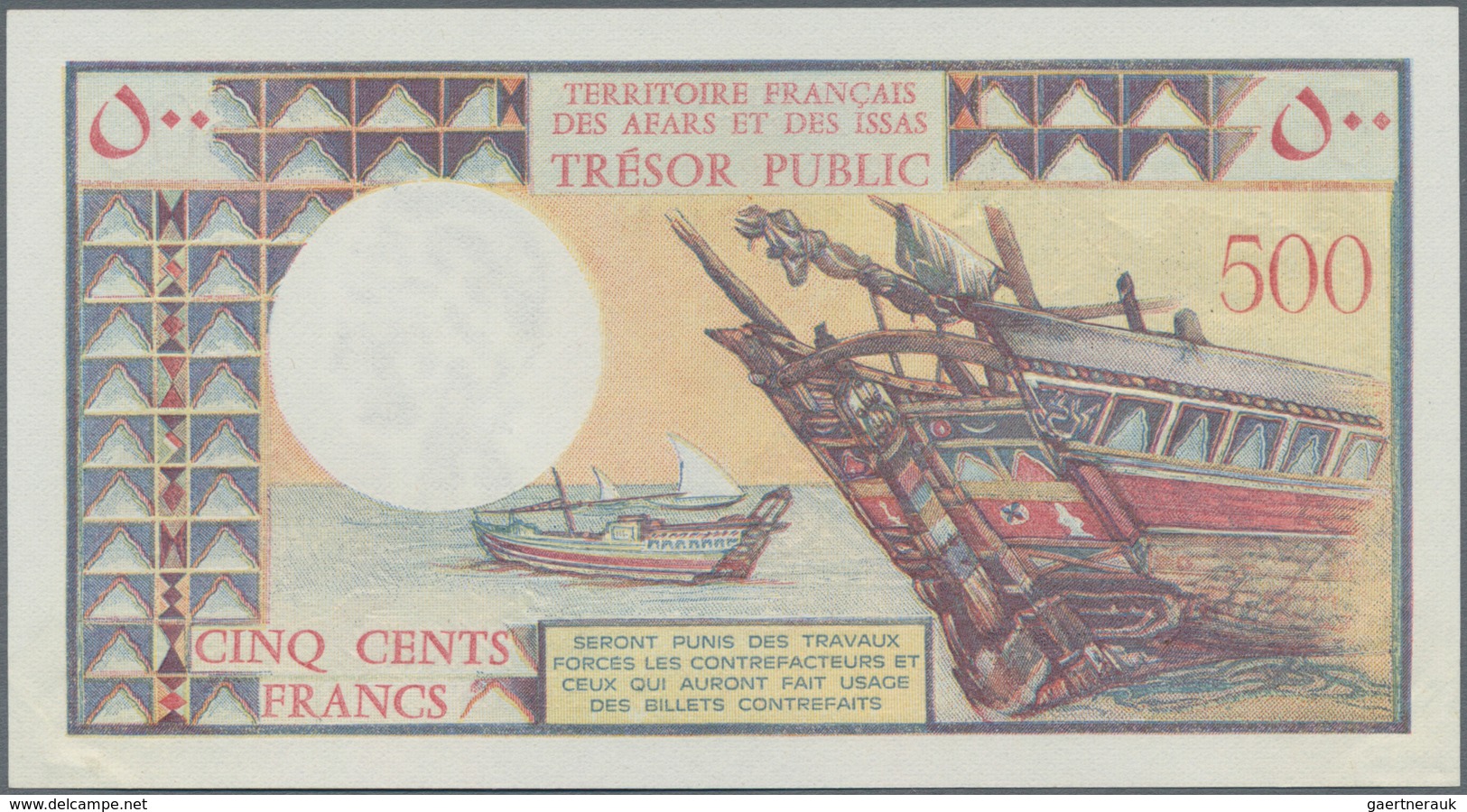 French Afars & Issas: Trésor Public - Territoire Français Des Afars Et Des Issas 500 Francs ND(1975) - Sonstige & Ohne Zuordnung