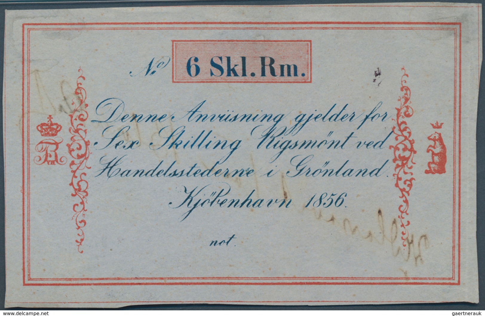 Greenland / Grönland: 6 Skilling 1856 Remainder P. A33r, Rare Note And Probably Unique As PMG Graded - Groenlandia