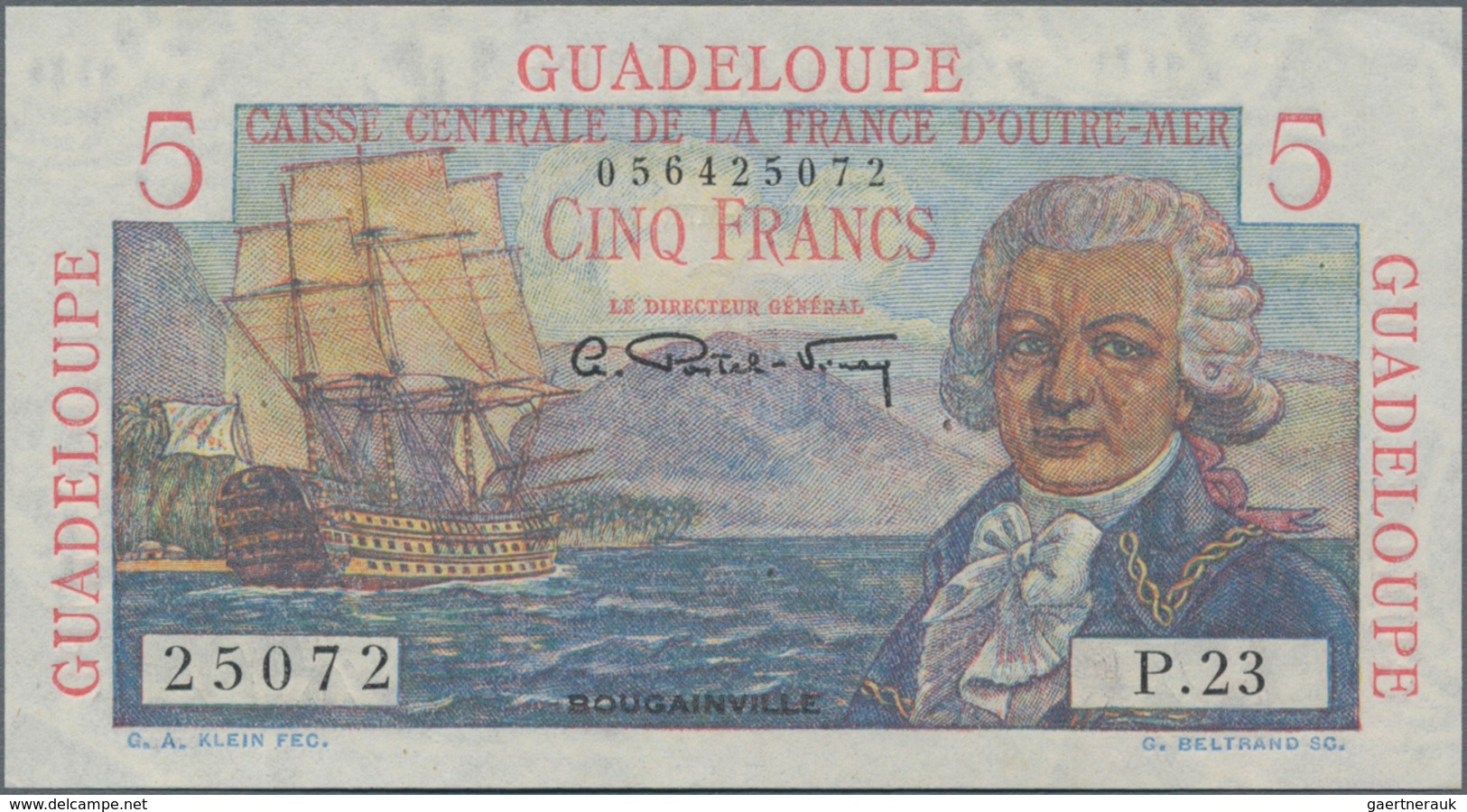 Guadeloupe: Caisse Centrale De La France D'Outre-Mer 5 Francs ND(1947-49), P.31, Excellent Condition - Sonstige – Amerika